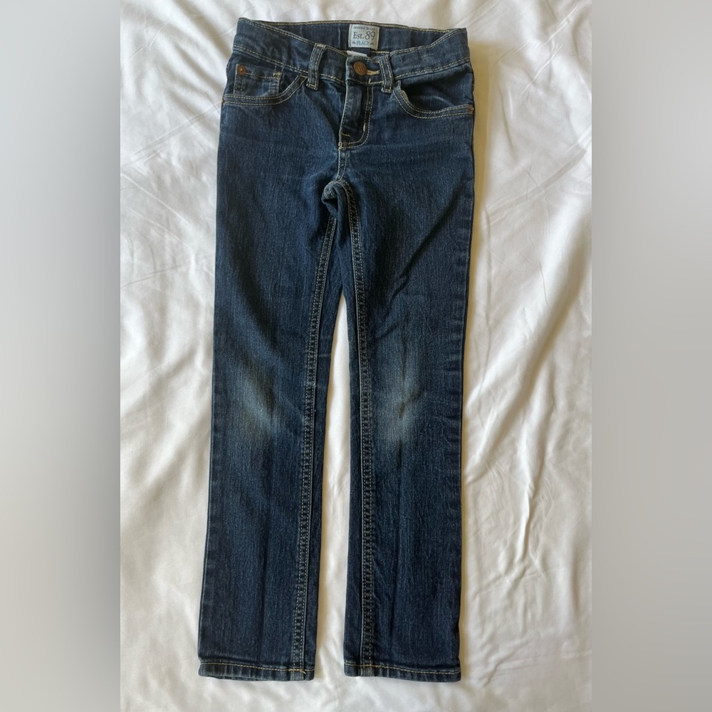 Eat.89 Place Skinny Jeans Girls Adjustable Waist Size 6x17 Blue Stretch EUC